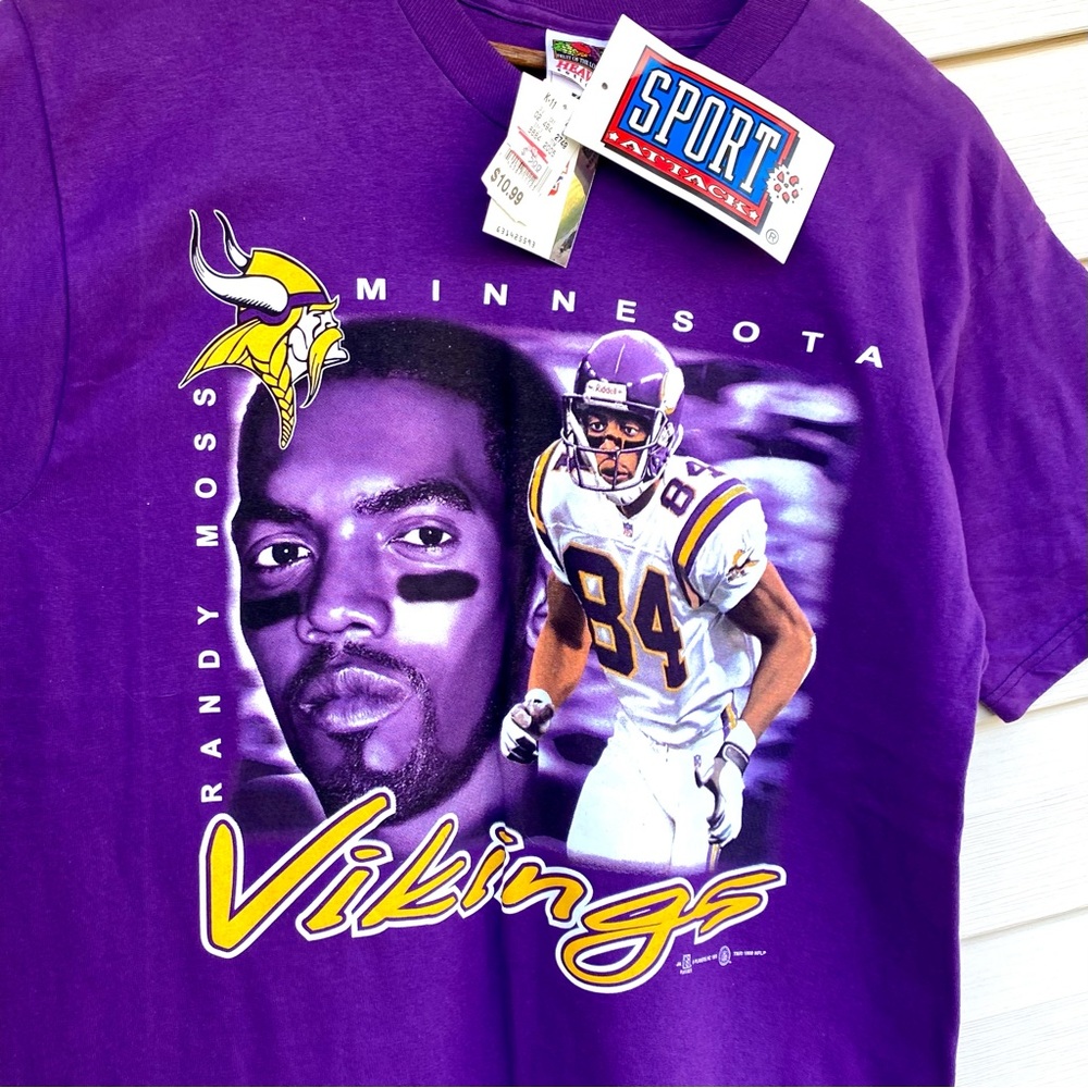 Vintage 90s Randy Moss Vikings T-Shirt Deadstock Large (J)